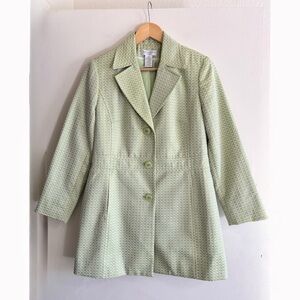 Worthington Petites Long Blazer Jacket Womens 6P Pastel Light Green Geometric